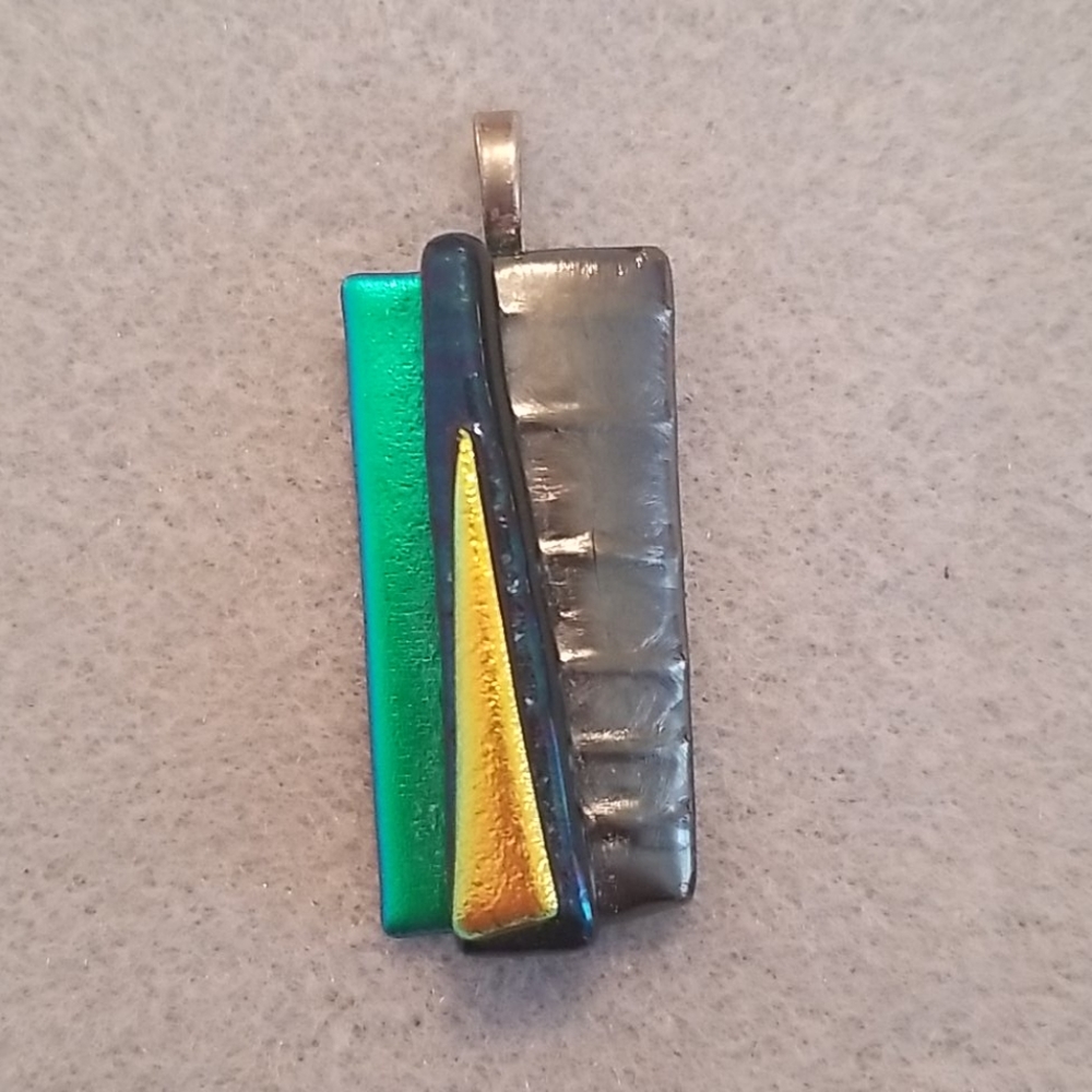 Handmade Glass Pendant Green And Gold Necklace